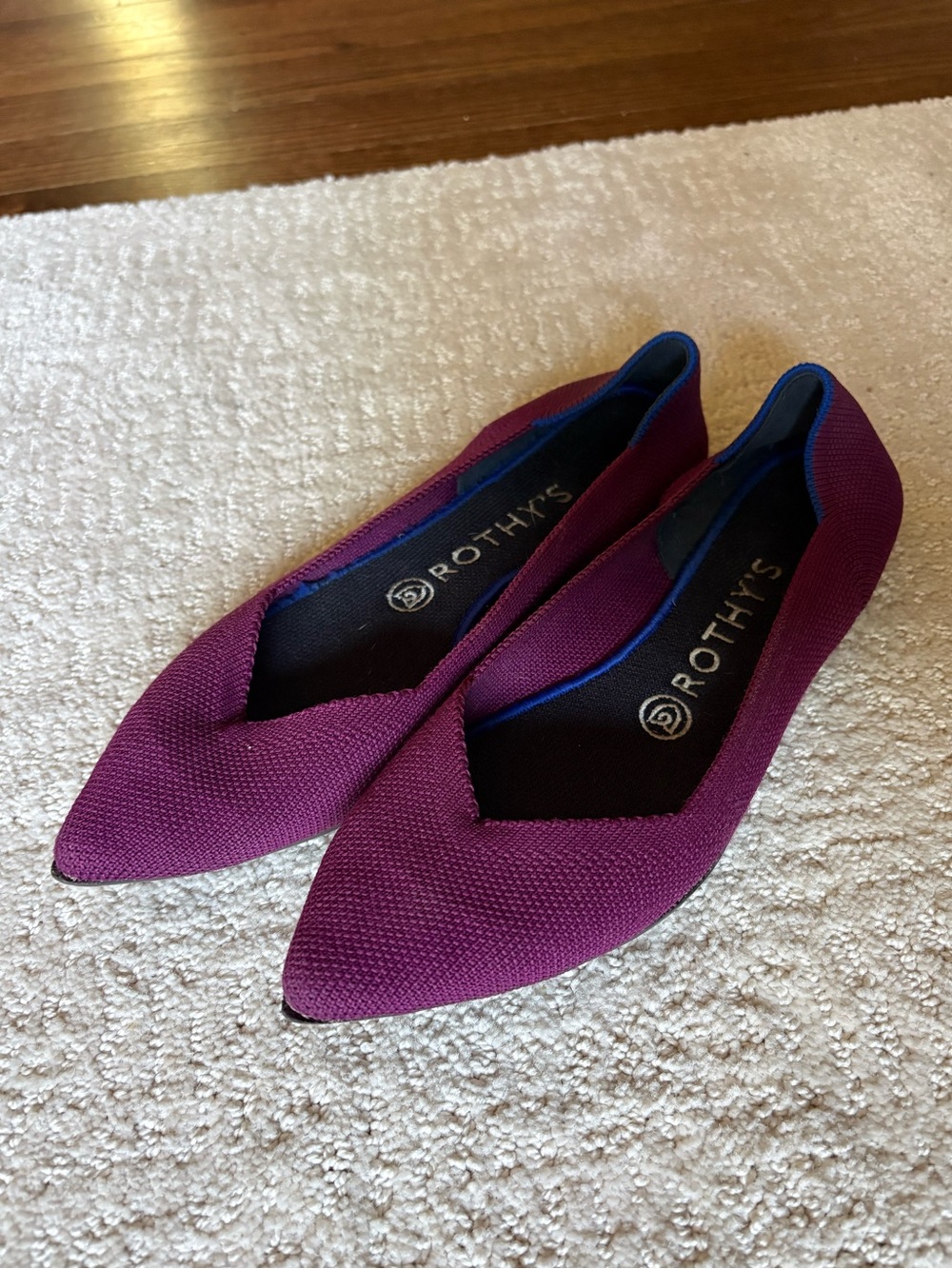 Rothy's The Point Plum Purple Knit Washable Pointed Toe Ballet Flats Size 8